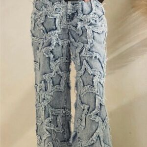 Oli & Hali Star Embellished Flare Jeans - Light Blue